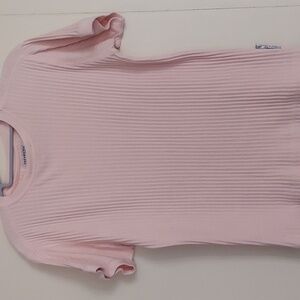 Ferruche Originals Mens Knit Short lt Pink Sleeve Shirt Vertical Lined Sz S